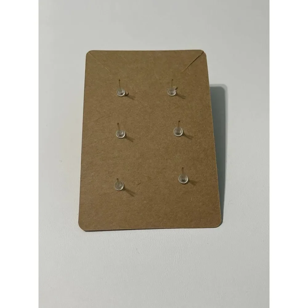 Fabric Covered Button Earring‎ Stud Set Plaid Brown